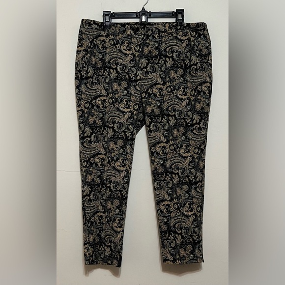 Talbots Hampshire Pants Paisley Black & Tan Size 16 Petite - Picture 3 of 14